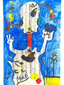 AFTER JOAN MIRO PAINTING ON MUSIC SHEET 20"