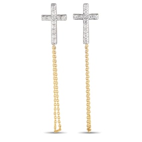 10K YELLOW GOLD 0.25CT DIAMOND CROSS EARRINGS
