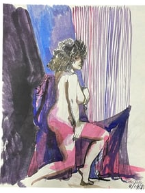 SUSIE GACH PEELLE NUDE LINE DRAWING ON PAPER 14"