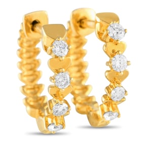 14K YELLOW GOLD 0.25CT DIAMOND HOOP EARRINGS