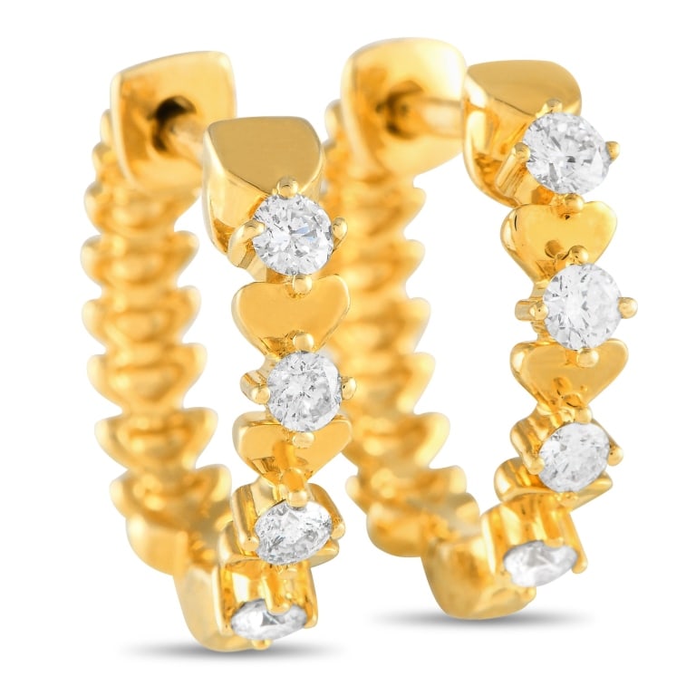 14K YELLOW GOLD 0.25CT DIAMOND HOOP EARRINGS (1 of 4)