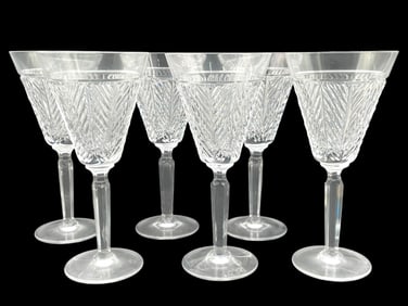 RALPH LAUREN HERRINGBONE CRYSTAL GLASSES SET OF 6