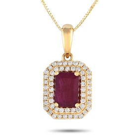 14K YELLOW GOLD RUBY PENDANT NECKLACE
