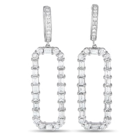 18K WHITE GOLD 4.30CT DIAMOND DANGLE EARRINGS