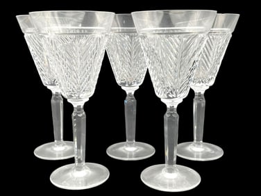 RALPH LAUREN HERRINGBONE CRYSTAL GLASSES SET OF 5