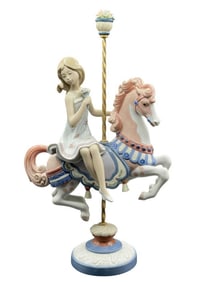 LLADRO GIRL ON CAROUSEL PORCELAIN FIGURINE 15"