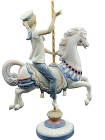 LLADRO BOY ON CAROUSEL PORCELAIN FIGURINE 15"
