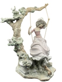 LLADRO GIRL ON SWING PORCELAIN FIGURINE 15.5"