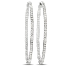 14K WHITE GOLD DIAMOND INSIDE-OUT HOOP EARRINGS