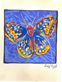 AFTER ANDY WARHOL BUTTERFLY DRAWING ON PAPER