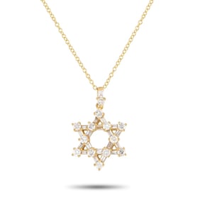 14K YELLOW GOLD DIAMOND STAR OF DAVID NECKLACE