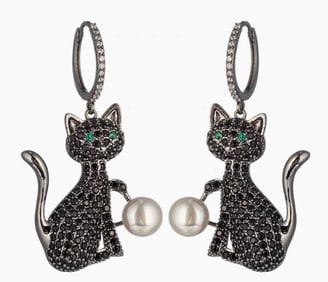 NEW!! EYECANDY LOS ANGELES  BLACK CAT EARRINGS