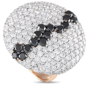 CASATO 18K ROSE GOLD BLK AND WHT DIAMOND RING SZ7
