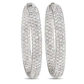 14K WHITE GOLD DIAMOND INSIDE-OUT HOOP EARRINGS