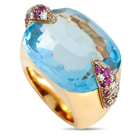 POMELLATO PIN UP 18K GOLD MULTI-GEM RING SZ5.75