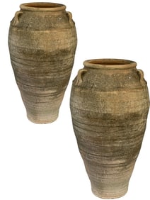 PAIR OF LARGE TERACOTTA  URN PLANTERS 41"
