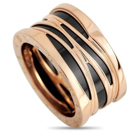 BVLGARI B.ZERO1 18K ROSE GOLD CERAMIC RING SZ9