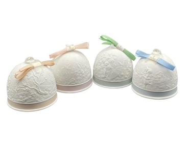 LLADRO FOUR PORCELAIN SPRING BELLS 3"