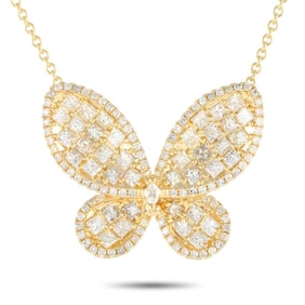 14K YELLOW GOLD 3.73CT DIAMOND BUTTERFLY NECKLACE