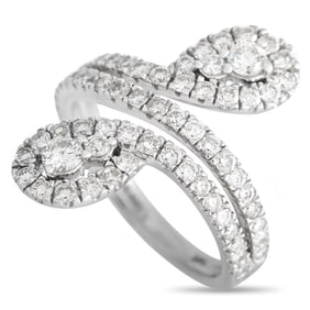 14K WHITE GOLD PEAR SPLIT RING SZ 6.5