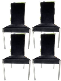 4 MID MOD MILO BAUGHMAN STYLE CHROME DINING CHAIRS