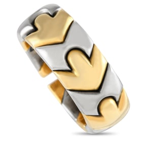 BVLGARI ALVEARE 18K YELLOW GOLD AND STEEL RING SZ6