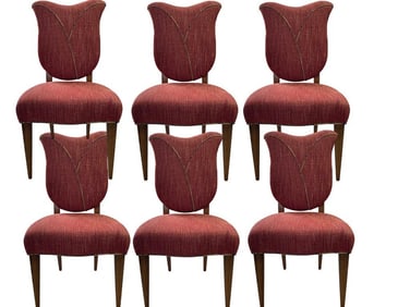SET OF 6 DECO STYLE TULIP DINING CHAIRS