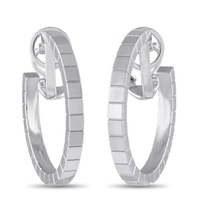 CARTIER LANIRES 18K WHITE GOLD HOOP EARRINGS