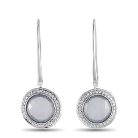 CASATO 18K GOLD DIAMOND CHALCEDONY DROP EARRINGS