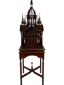 MAITLAND SMITH HAND CARVED MAHOGANY BIRDCAGE