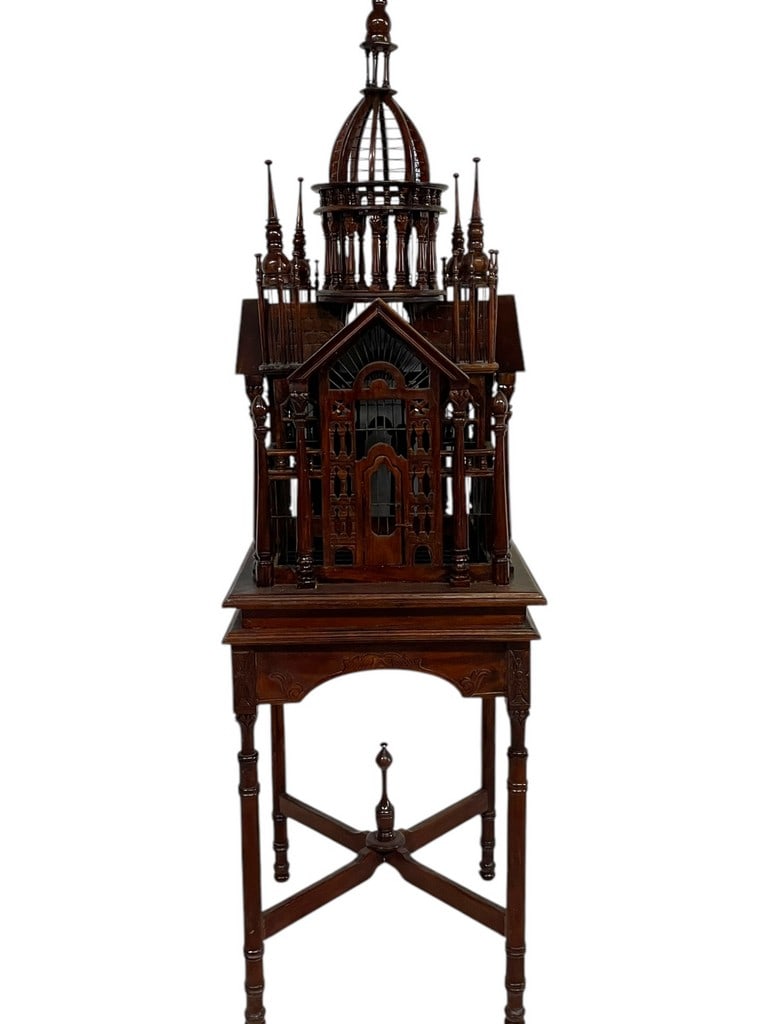 MAITLAND SMITH HAND CARVED MAHOGANY BIRDCAGE (1 of 12)