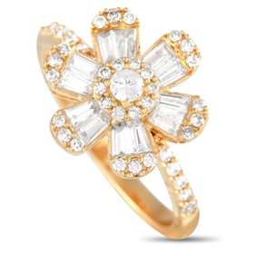 14K YELLOW GOLD DIAMOND FLOWER RING SZ 7