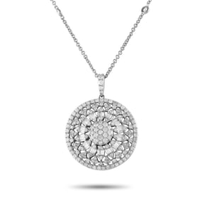 14K WHITE GOLD 1.75CT DIAMOND PENDANT NECKLACE
