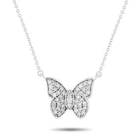 14K WHITE GOLD 0.50CT DIAMOND BUTTERFLY NECKLACE