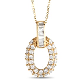 14K YELLOW GOLD 0.63CT DIAMOND OVAL NECKLACE