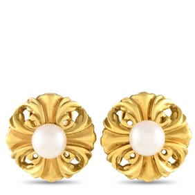 LAGOS VINTAGE 18K GOLD PEARL CLIP-ON EARRINGS