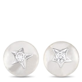 CHANEL 18K GOLD DIAMOND ROCK CRYSTAL EARRINGS