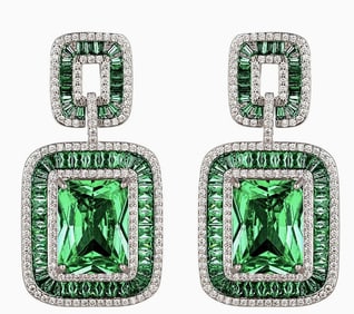 NEW! EYECANDY LEA GREEN CZ DANGLE EARRINGS