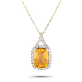 14K YELLOW GOLD CITRINE PENDANT NECKLACE