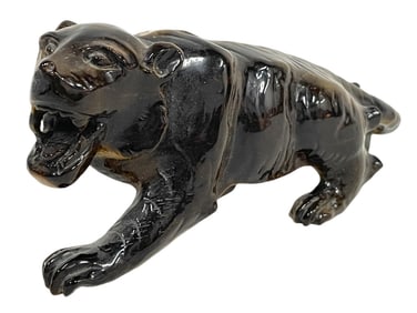 TIGER EYE CARVED TIGER FIGURINE 7"
