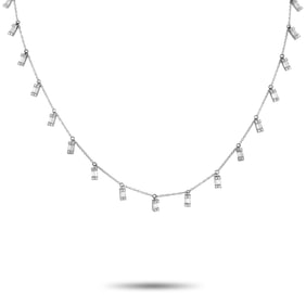 14K WHITE GOLD DIAMOND STATION NECKLACE