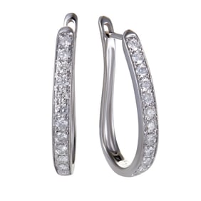 1CT 14K WHITE GOLD DIAMOND OVAL HOOP EARRINGS