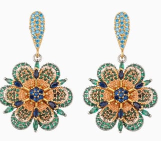 NEW! EYECANDY LUXE 18K FLOWER EARRINGS