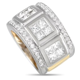 18K GOLD DIAMOND WIDE BAND RING SZ 5.5