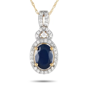 14K YELLOW GOLD DIAMOND AND SAPPHIRE NECKLACE