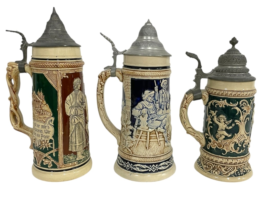 SET OF THREE GERMAN STEINS 11.5", 11", 10" (1 of 7)