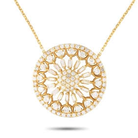 14K GOLD DIAMOND FILIGREE MEDALLION NECKLACE