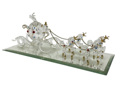 CINDERELLA'S HORSE CARRIAGE CRYSTAL FIGURE 8.5"