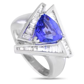 PLATINUM 0.60CT DIAMOND AND TANZANITE RING SZ6
