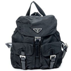 PRADA SMALL DRAWSTRING BACKPACK BLACK CANVAS